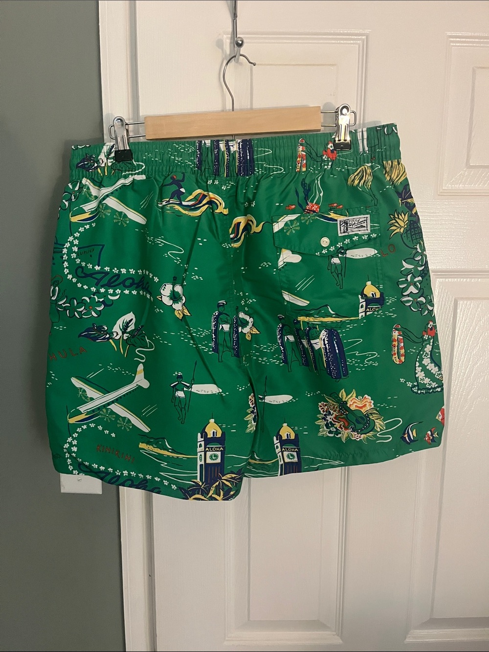 Polo by Ralph Lauren Green Tropical Print Swim Trunks NWT - Picture 3 of 3